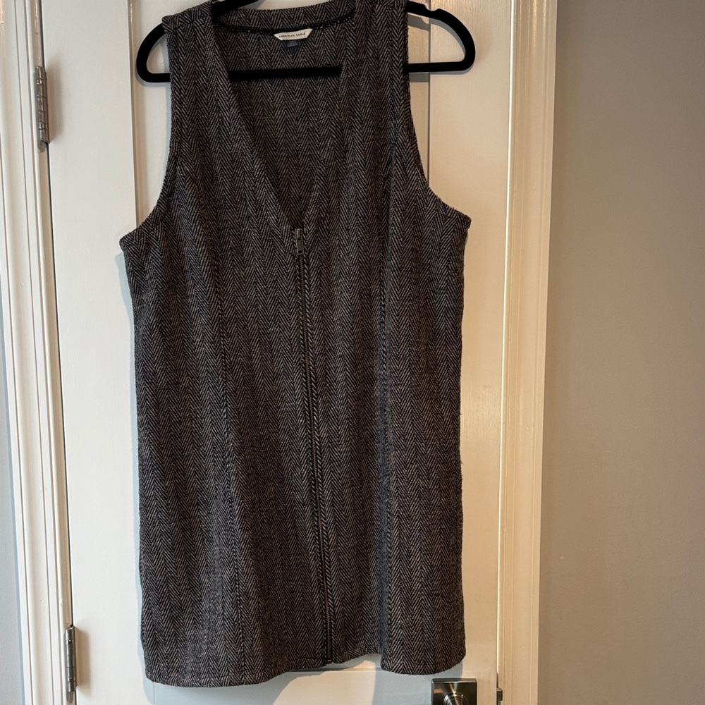 American Eagle Outfitters Gray Herringbone Zip Jumper
